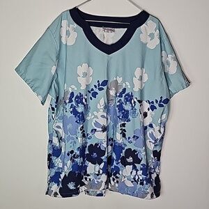 UA Scrubs blue 3XL floral scrub top